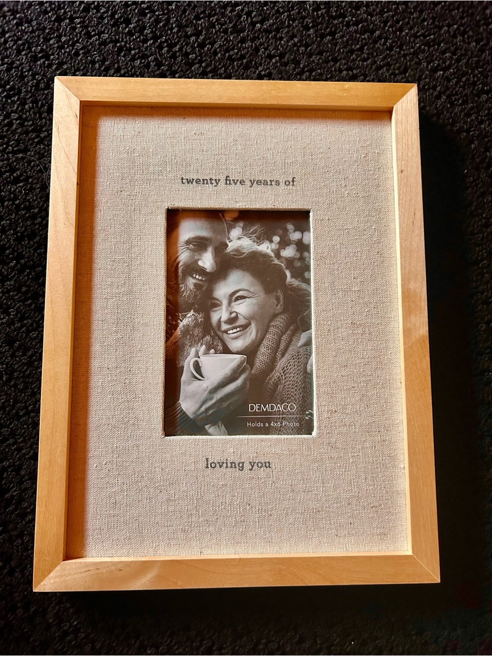 Demdaco Natural Wood Anniversary Frame " 25 Years " with Beige Linen Mat